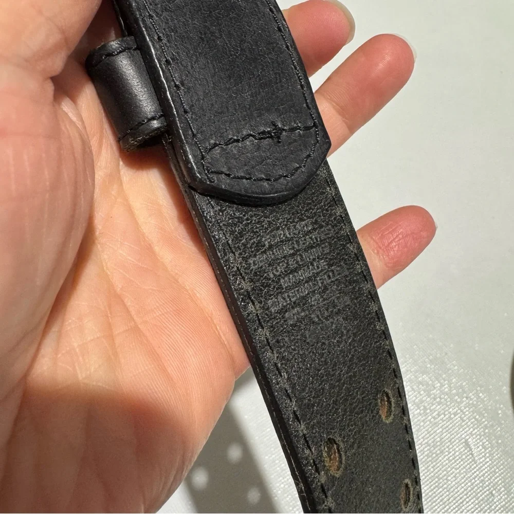 Vintage Y2K 90s Black Leather‎ Double Hole Belt Mens Size 40